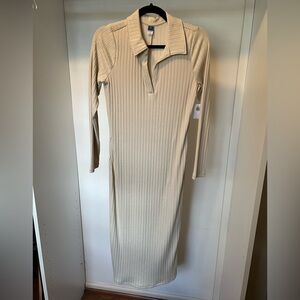 Old Navy Long Sleeve Collar Dress. Medium. Cream. NWT